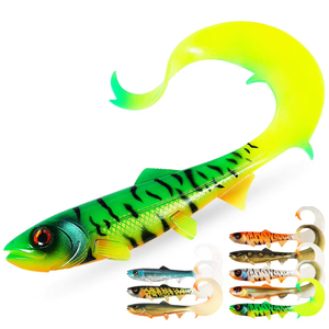 เหยื่อตกปลา Spinpoler Firebomb แบบนิ่ม ขนาด 17.5 ซม. 22 ซม. หางยาวเป็นลอน เหยื่อปลากะพงขนาดใหญ่ แบบ Grub  แอคชั่นว่ายน้ำที่น่าหลงใหล พร้อมชุดจิ๊ก - Product Image 1