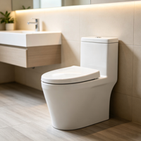 WC intelligent avec chasse automatique, cuvette en porcelaine, télécommande, siège chauffant, installation au sol, siphon P/S, chasse à jet