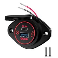 Chargeur de voiture USB double port 12V-24V, prise de charge rapide PD 36W Type C et QC 18W USB A, prise de courant encastrée étanche