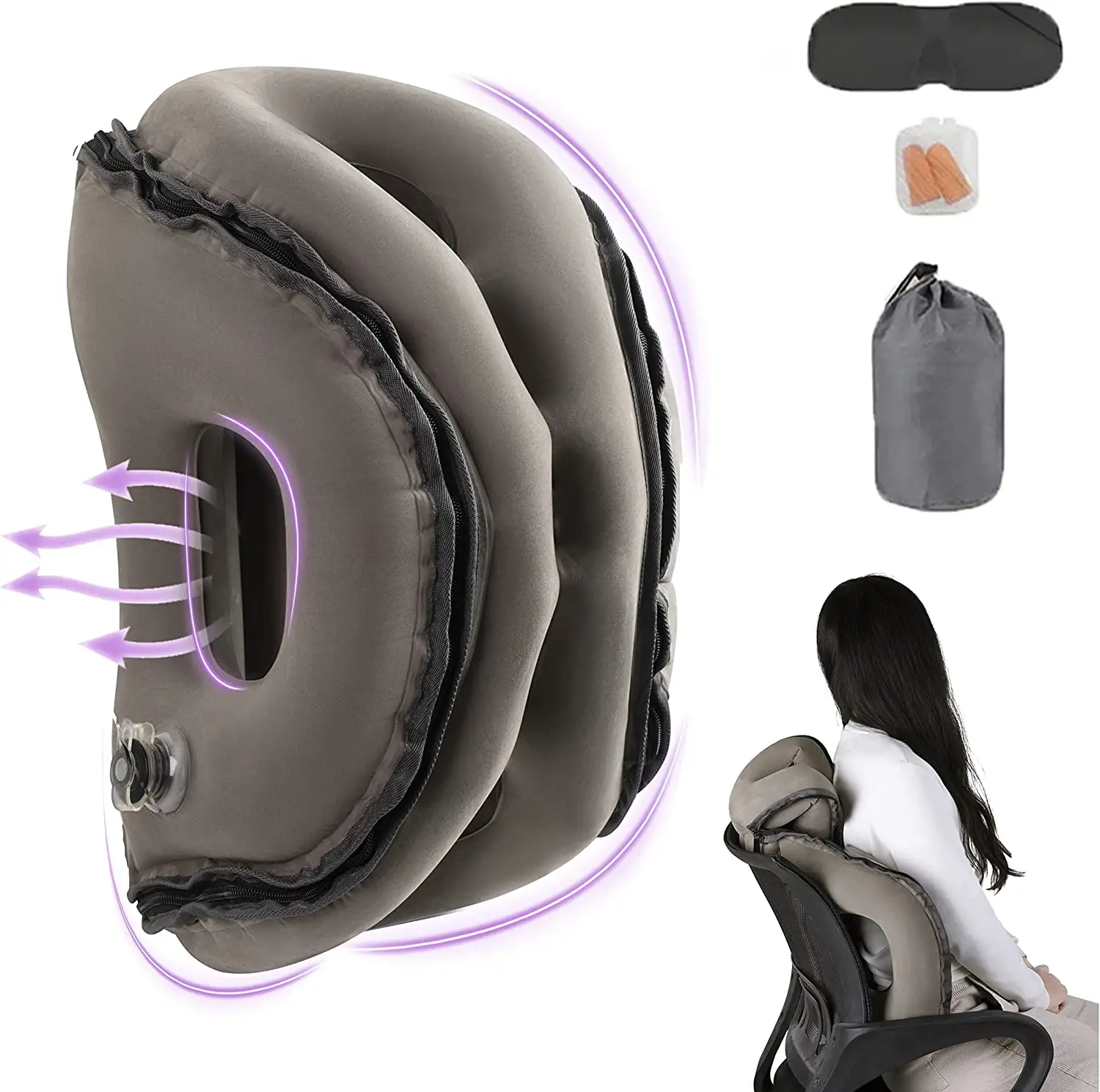 Car Air Plane Inflatable Travel Pillow Multifunction Body Support Headrest Pillow Portable Inflatable Travel Pillow for Airplane