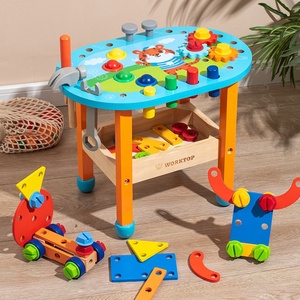 Table multifonctionnelle pour enfants, outil éducatif précoce, support de jouets en <span class=keywords><strong>bois</strong></span> à frapper, jouets créatifs Montessori à visser pour enfants - Product Image 1