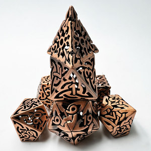 Ensemble de dés en métal vintage ajourés et gravés, 7 pièces, dés polyédriques bicolores vieillis pour DND, collection de jeux de table et cadeau - Product Image 1
