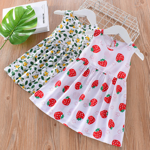 Abito Estivo per Bambine in Fibra di Viscosa, Stile Principessa Floreale, Senza Maniche, Linea A, Produzione ODM Europea - Product Image 1