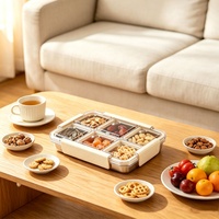 Boîte à goûter réutilisable en métal de 600 ml à 6 compartiments avec couvercles, boîte à lunch divisée pour enfants, boîte à bento en acier inoxydable