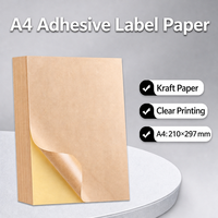 Lembar Label Perekat Sendiri A4 Coklat Kraft, Dapat Ditulis dan Dicetak untuk Printer Laser Inkjet, Stiker Barcode Kemasan