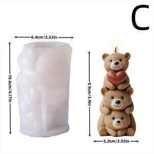 DIY Cartoon Bear Sculpting Mold Plush Bear Shaped Scented Candle Valentine'S Day Crafting Kit - Product Image 5