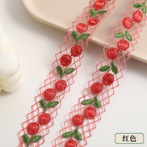 Lebar 2.5cm larut dalam air bordir renda pemangkasan poliester pita renda bunga kecil untuk pakaian anak-anak dan DIY - Product Image 6