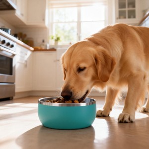 32盎司狗碗，用于食物和水，不锈钢宠物喂食碗，耐用防滑双层隔热多色狗碗 - Product Image 2