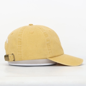 Gorra de Papá Personalizada de 6 Paneles, Sin Estructura, Amarilla, con Visera Curva, Estilo Deportivo Vintage, Logotipo Bordado, Lazos, 100% Lona de Algodón, para Adultos - Product Image 4