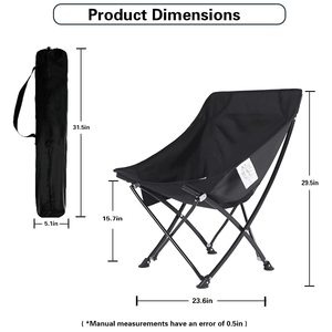 Silla Plegable de Camping, Cómoda Silla Tipo Luna con Bolsillo Lateral para Senderismo, Pesca y Camping al Aire Libre - Product Image 2