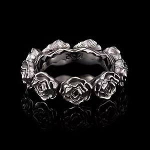 Anello Apribile Retrò Anticato <span class=keywords><strong>Argento</strong></span> Nero <span class=keywords><strong>Cavaliere</strong></span> Rosa per Uomo Donna, Anelli Regolabili a Fiore, Gioielli - Product Image 2
