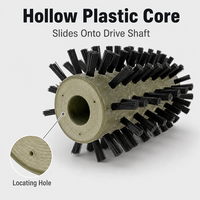 Brosse cylindrique de qualité industrielle, filaments en PP, poils noirs, rouleau à noyau plastique creux, pour le nettoyage des convoyeurs, longueur personnalisée OEM