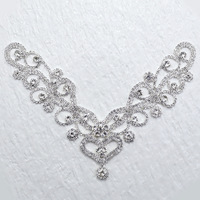 Applique de corsage en strass à coudre, col en V, ornée de perles, pour robe de mariée et robe de soirée