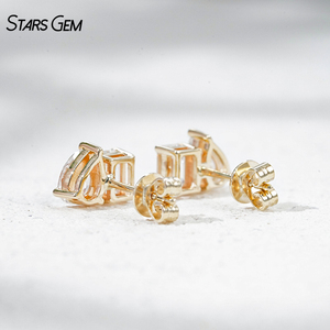 Starsgem 1.544CTW Ear <b>Stud</b> 10K Solid Gold Pear Cut <b>Emerald</b> Cut Lab Grown Diamond Toi Et Moi <b>Stud</b> Earrings - Product Image 3