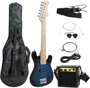 Kits de <span class=keywords><strong>guitarra</strong></span> eléctrica de colores con forma de bricolaje OEM personalizado chino <span class=keywords><strong>guitarra</strong></span> con mini amplificador de 5W y bolsa <span class=keywords><strong>comprar</strong></span> a granel al por mayor en línea - Product Image 1