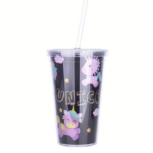 Custom Logo 24oz 710ml Plastic Tumbler with Lid and Straw <b>Reusable</b> <b>Cup</b> Double Wall Coffee Mug Matte Finish for Business Gift - Product Image 1