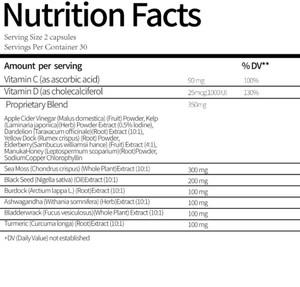 Capsules de Mousse de Mer, Ashwagandha, <span class=keywords><strong>Curcuma</strong></span>, Fucus, Bardane, Vitamines C et D3, Chlorelle, Vinaigre de Cidre de Pomme pour le Soutien Immunitaire - Product Image 2