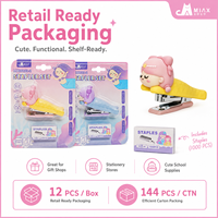 Ensemble de mini-agrafeuses sirène mignonnes avec 1000 agrafes, portable, pour bureau, école, cadeau, 2 couleurs