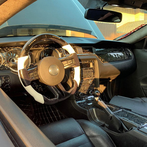 Pour <span class=keywords><strong>Ford</strong></span> Mustang <span class=keywords><strong>GT</strong></span> Red <span class=keywords><strong>Line</strong></span> 2012-2014 Modèle Volant en fibre de carbone avec cuir et matériau PU - Product Image 4