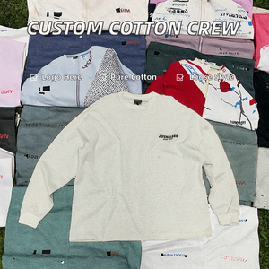 Sweat-shirt à col rond décontracté en coton 100% surdimensionné unisexe de haute qualité avec impression personnalisée en silicone, logo personnalisé, printemps 360g - Product Image 2