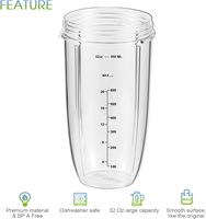 Pièces de rechange pour blender Nutrbullet, lot de 2 gobelets de 32 oz avec couvercle rabattable et joints en caoutchouc, compatibles avec les blenders 600W 900W