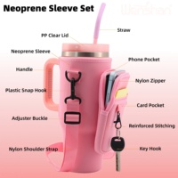 Tas Pembawa Tumbler Neoprena Tebal Dengan Tali Selempang Lepas Pasang, Kantong Resleting, dan Klip Kunci untuk Gym, Kerja, dan Perjalanan
