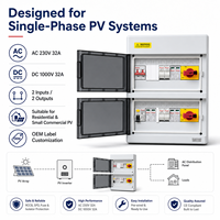 Caja de Protección Solar Fotovoltaica Monofásica HONI AC/DC 230V 32A 1000VDC 2 Entradas 2 Salidas con Aislador de Fusibles SPD RCCB Tipo B