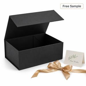 <b>Black</b> Custom Design Large Logo Paper Magnetic Closure Folding <b>Box</b> Packaging Luxury Collapsible Rigid Cardboard Foldable <b>Gift</b> <b>Box</b> - Product Image 1