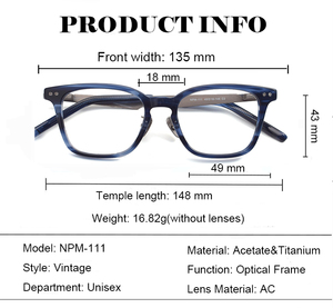 NPM-111 haut de gamme diamant carré acétate lunettes cadre à la mode solide visage nu artefacts pour lunettes haute Prescription - Product Image 2