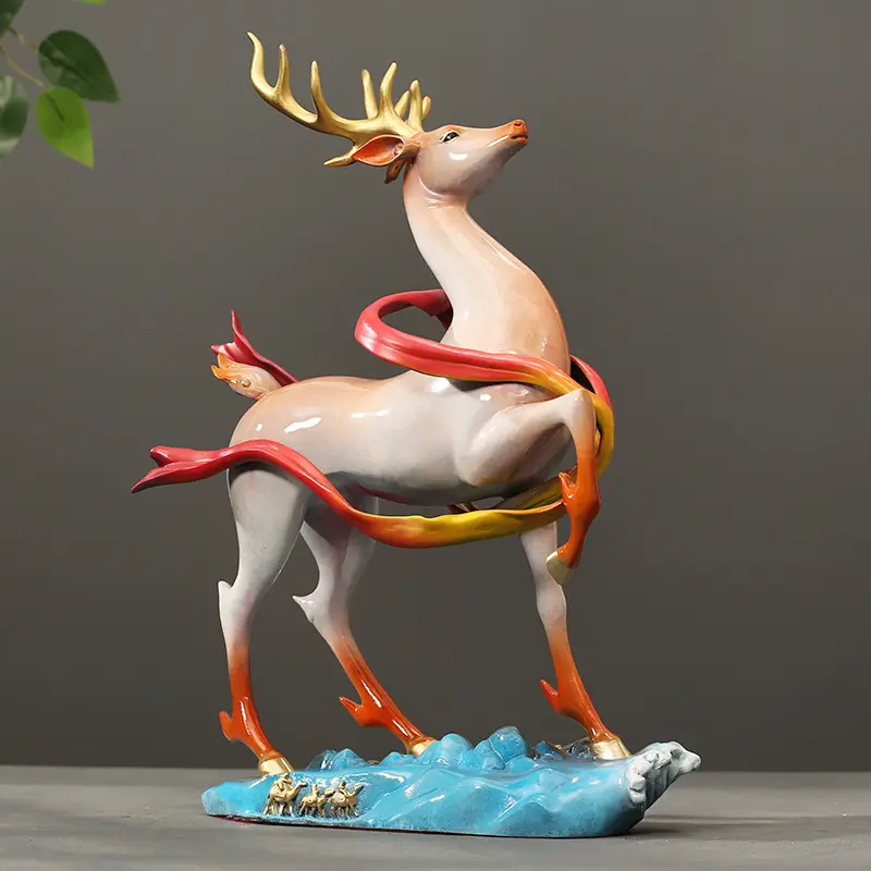 제조 다색 금속 사슴 예술 테이블 상단 장식 현대 가정 장식 수공예 황동 장식품