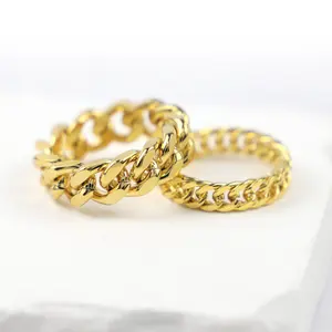 Wholesaler Factory Price New Gold Plated Non Tarnish Hip Hop Classical Vintage Cuban Men Stainless Steel Fashion Jewelry Rings