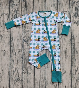 Précommande OEM personnalisé enfant en bas âge pyjamas bébés garçons automne gris Camouflage vacances bambou Zippy Footie barboteuse bébé dormeurs barboteuses - Product Image 5