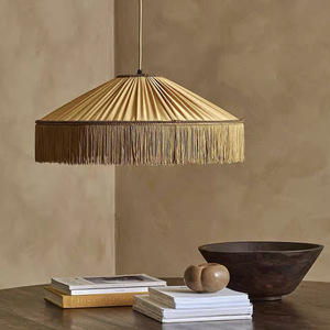 Lustre rond bohème crème français vintage japonais à pampilles, LED E26, hauteur réglable pour chambre et salon - Product Image 4