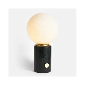 Lâmpada de cabeceira moderna minimalista SHIHUI para quarto, pedra natural, decoração em mármore preto, luminária de mesa redemoinho