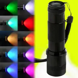 Change 10 colors Flashlight Fill light Metal Colorful full color Led Optical fiber torch Light flashlight Lighting