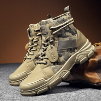 Bottes tactiques pour hommes, respirantes, légères, camouflage, mi-hautes, en toile, semelle extérieure souple, fermeture à cordon, pour un usage décontracté