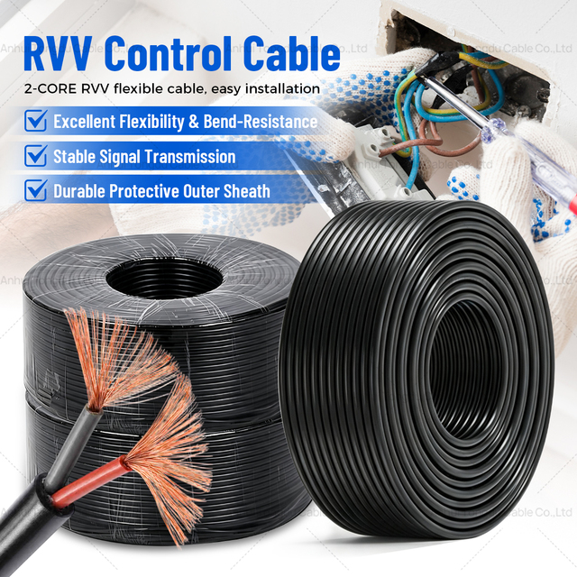 2 Core RVV Copper PVC Control Cable 300/500V for Industrial Automation Machinery and Electrical Panel Wiring