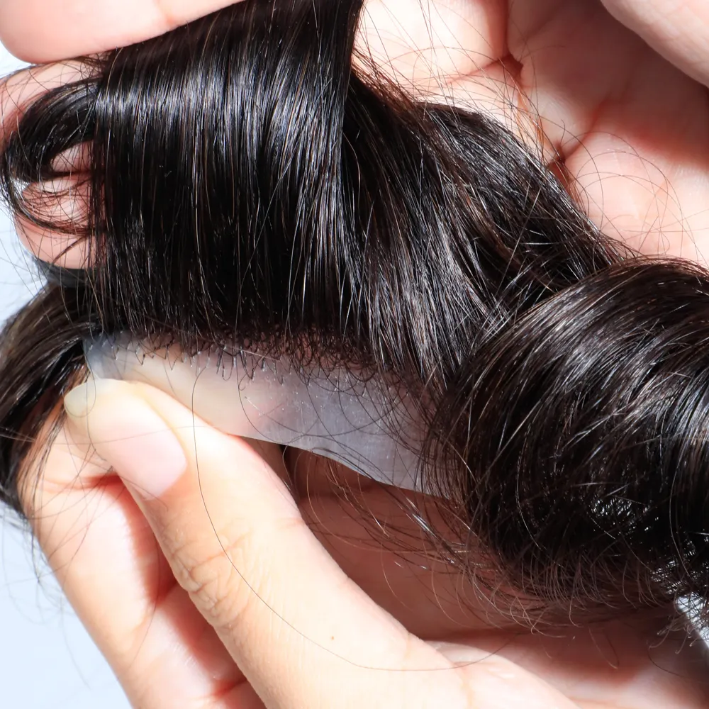 موديلات جديدة عالية الجودة من الشعر المستعار البشري ذو القاعدة العلوية الحريرية الناعمة ذات الجلد الخفيف في المخزون لعام 2024، قطعة استبدال الشعر المستعار الاصطناعية للرجال