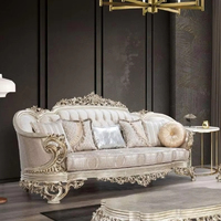 Ensemble de canapés de salon de luxe en bois d'acajou sculpté à la main, style mi-siècle, doré, durable, haut de gamme, confortable, pour hôtel et villa