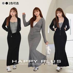 Conjunto Deportivo de Felpa Tejida para Mujer, Talla Grande, Color Sólido, con Cremallera y Capucha, Estilo Lulu, Colección Otoño 2025, Happy Plus - Product Image 5