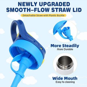 Gourde isotherme en acier inoxydable de 350 ml pour enfants avec couvercle à paille pop-up à un clic et poignée, idéale pour les fêtes - Product Image 4