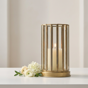Portavelas de Cristal con Marco Redondo de Latón, Último Modelo de Fabricantes, para Decoración del Hogar y Bodas - Product Image 1