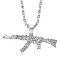 Bijoux rock personnalisés collier pendentif mitraillette en acier inoxydable chaîne de clavicule Ak-47 HIP HOP pour hommes cadeau