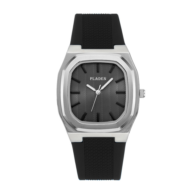Classic Luxury Casual Square Minimalist Quartz Movement Men's Watch 40mm 10mm Silicone Band Pointer Business Style 30M
