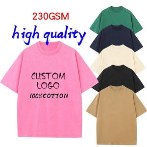 เสื้อยืดโอเวอร์ไซส์ทรงหลวม ผ้าฝ้าย 100% น้ำหนัก 230 กรัม แบบดรอปโชว์เดอร์ รับผลิตตามสั่ง พิมพ์ลายได้ เสื้อยืดเปล่าสำหรับผู้ชายและผู้หญิง - Product Image 1