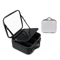 Lucky Case Organisateur de maquillage de voyage pour femmes Trousse de maquillage rose avec miroir d'éclairage LED Sac cosmétique en PU pour le stockage du kit de beauté