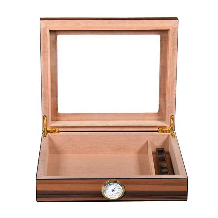 Glasstop Cigar Humidor - Premium Cedar Desktop Box