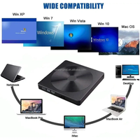 Unità DVD esterna USB 3.0 + USB-C CD masterizzatore CD/DVD +/-RW unità ottica, sottile DVD portatile CD ROM Rewriter duplicatore