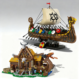 54CM Reobrix 66010 Moc Viking Warship Barco Pirata cabina juego <span class=keywords><strong>de</strong></span> bloques <span class=keywords><strong>de</strong></span> construcción a gran escala juguete <span class=keywords><strong>de</strong></span> construcción STEM regalo - Product Image 1