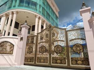 Puerta de Hierro Forjado Estilo Francés Fabricada en Vietnam con Marco de Acero y Revestimiento de Cobre Negro - Product Image 2